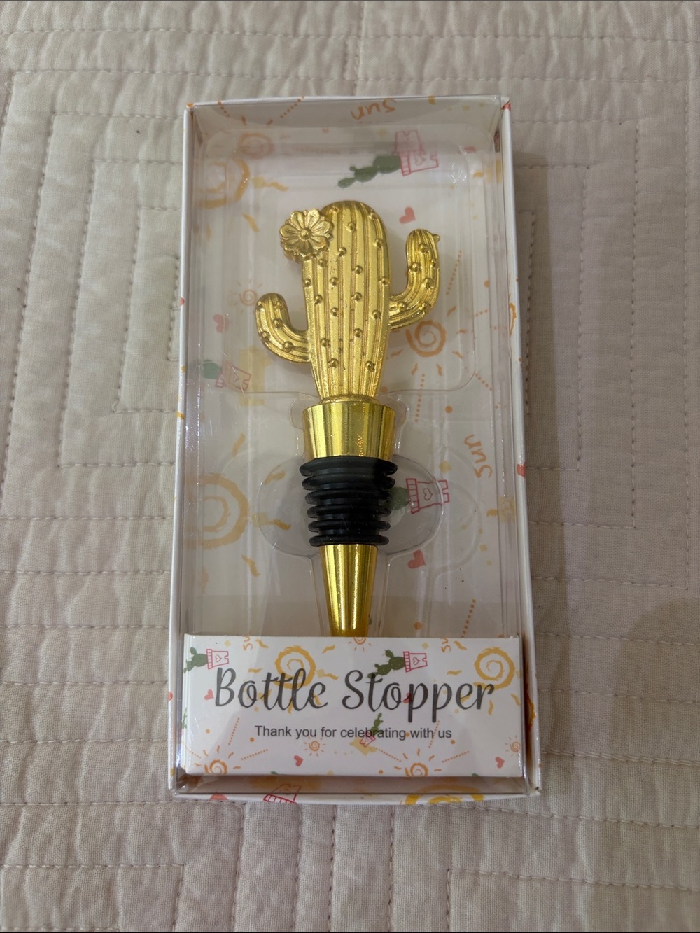 Gold Cactus Bottle Stopper - Home Party Supplies